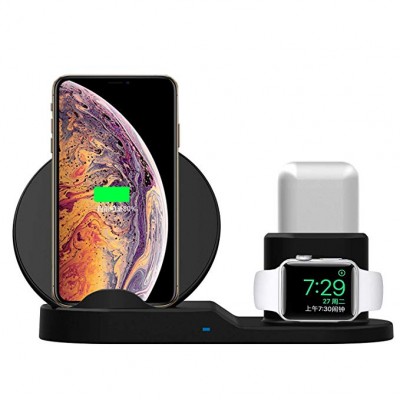 Multifunctional 3 in 1 Stand QI Wireless Charging for Apple Watch Series 3/2/1/Apple AirPods for iPhone Xs/XS MAX/XR/X/8/8 plus